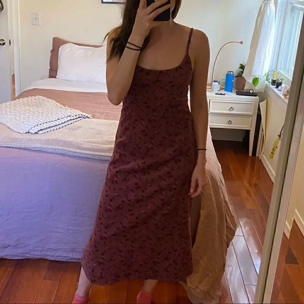 GM Studio x Revolve Floral Corduroy Slip Midi Dress Size Medium - Picture 3 of 10